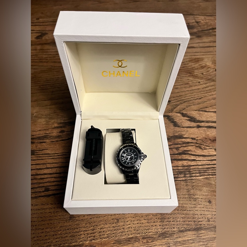 Chanel J12 Black Ceramic Womans Watch W/ Clasp Closure W/ Original Box!!